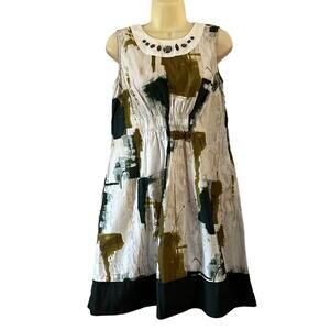 Résumé Retro Print Dress with Exposed Zipper and Pockets Woman 8 Y2K